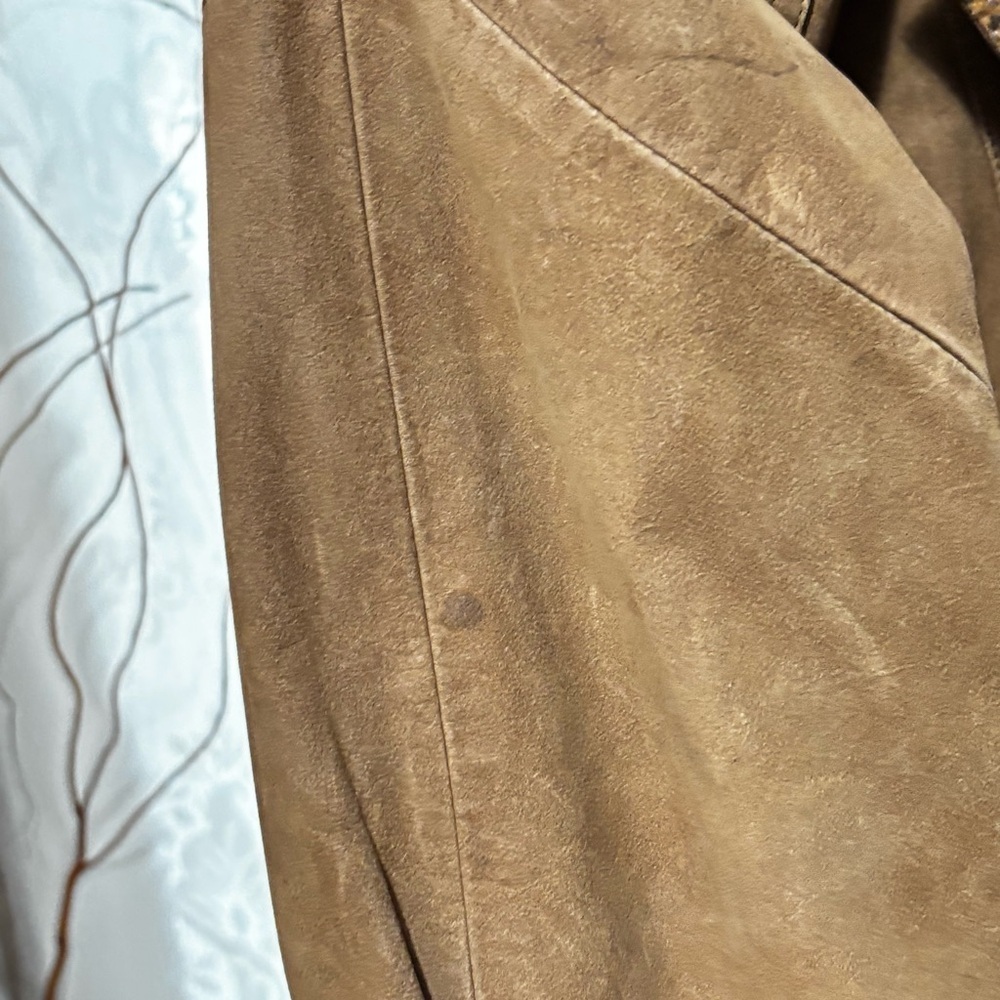 Authentic Adler Leather Jacket short waisted w/animal print & padded shoulders - Picture 15 of 16
